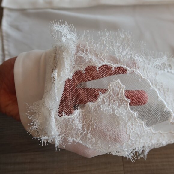 THE KOOPLES womens blouse white lace crepe button 0 romantic formal event girl - Picture 6 of 11